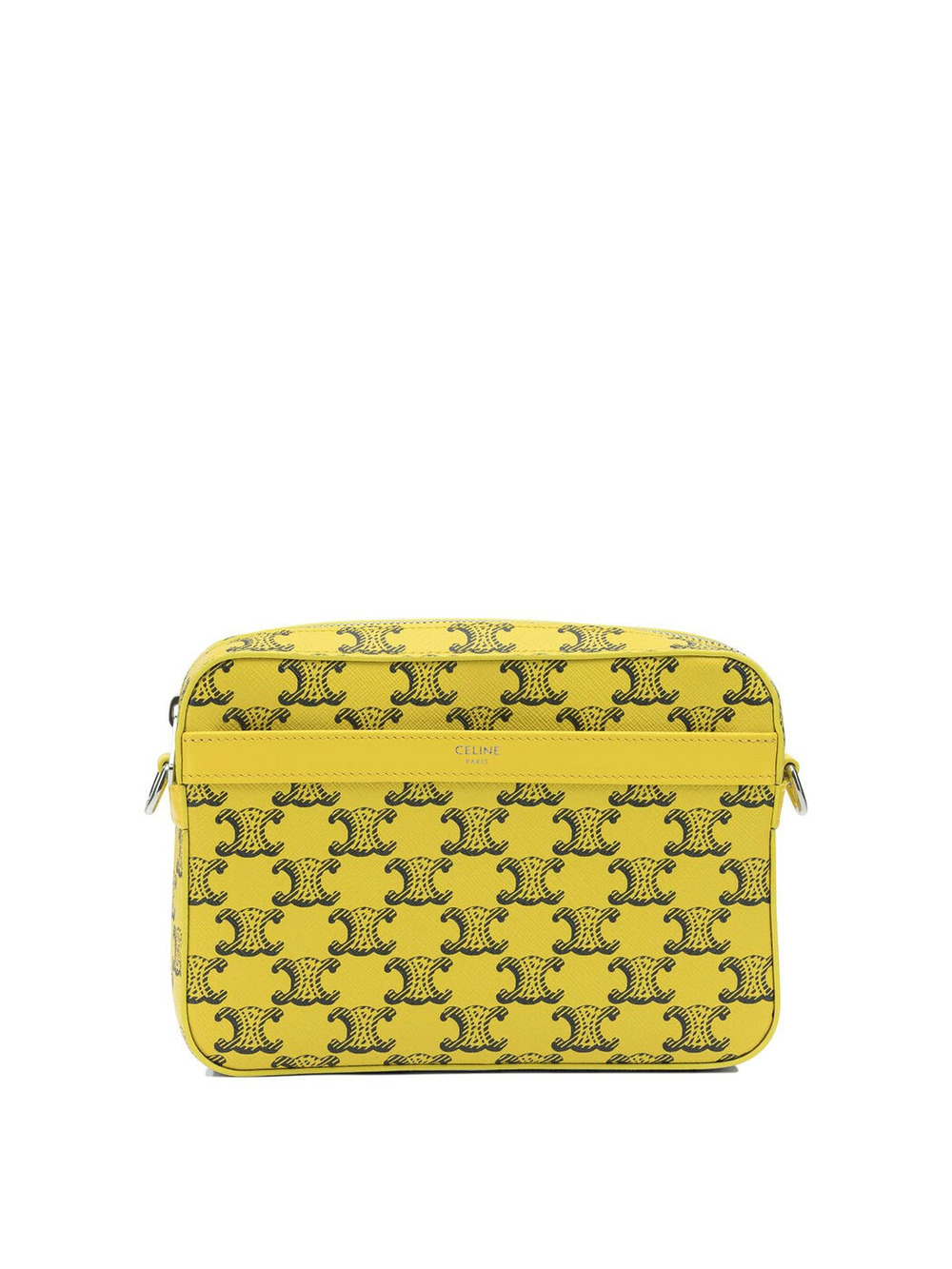 Celine Triomphe Canvas Leather Camera Crossbody Bag Yellow Brown